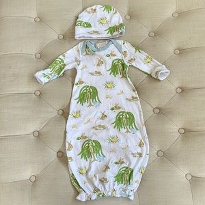 The Beaufort Bonnet Company Green and White Baby Gown